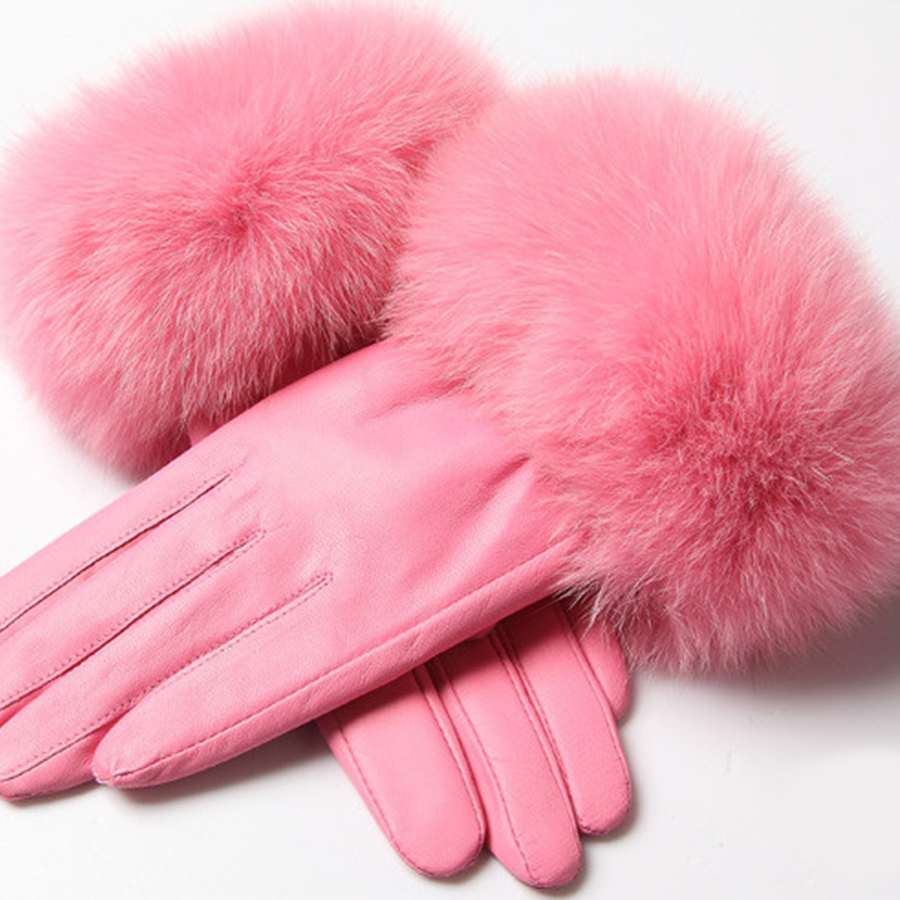 Gants en cuir de mouton et fourrure véritable