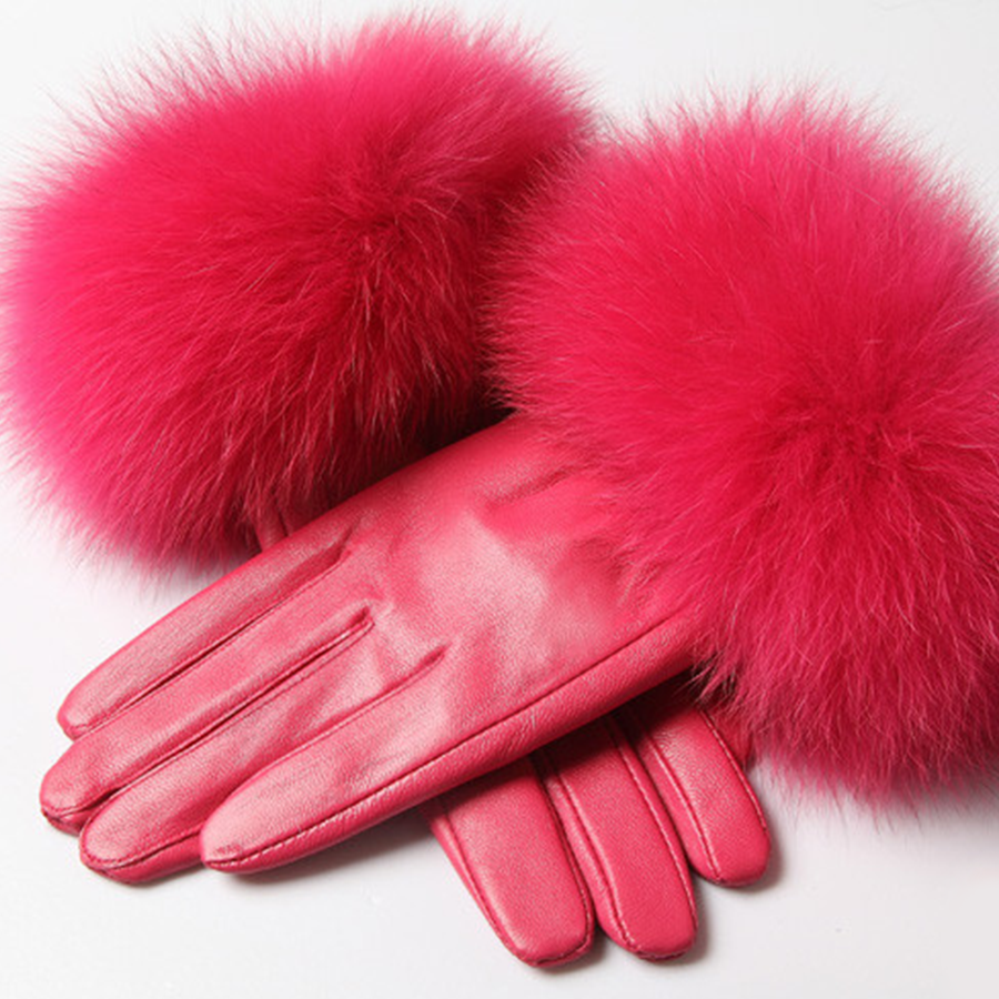 Gants en cuir de mouton et fourrure véritable