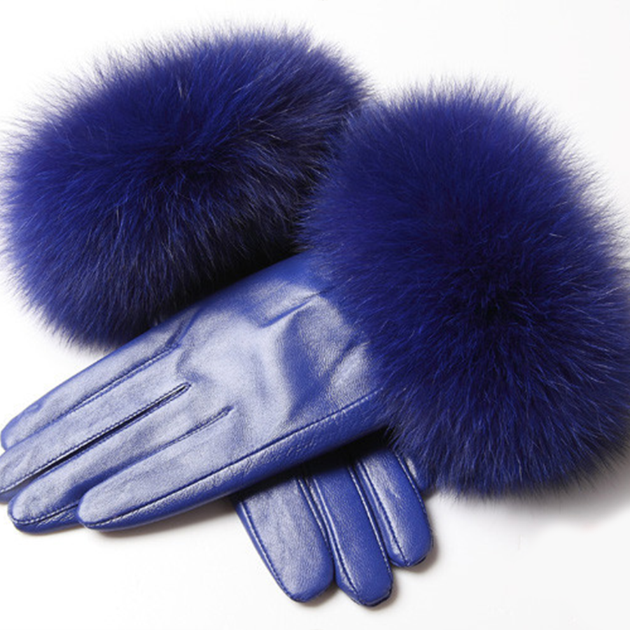 Gants en cuir de mouton et fourrure véritable